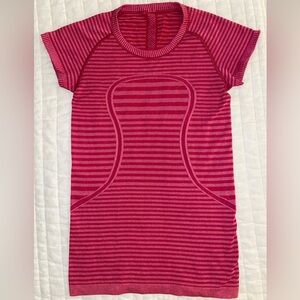 Pink Striped Short Sleeve Top